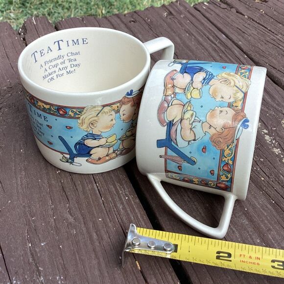 Enesco Memories of Yesterday “Tea Time” mugs set of 2, 1990s vintage - Picture 4 of 4